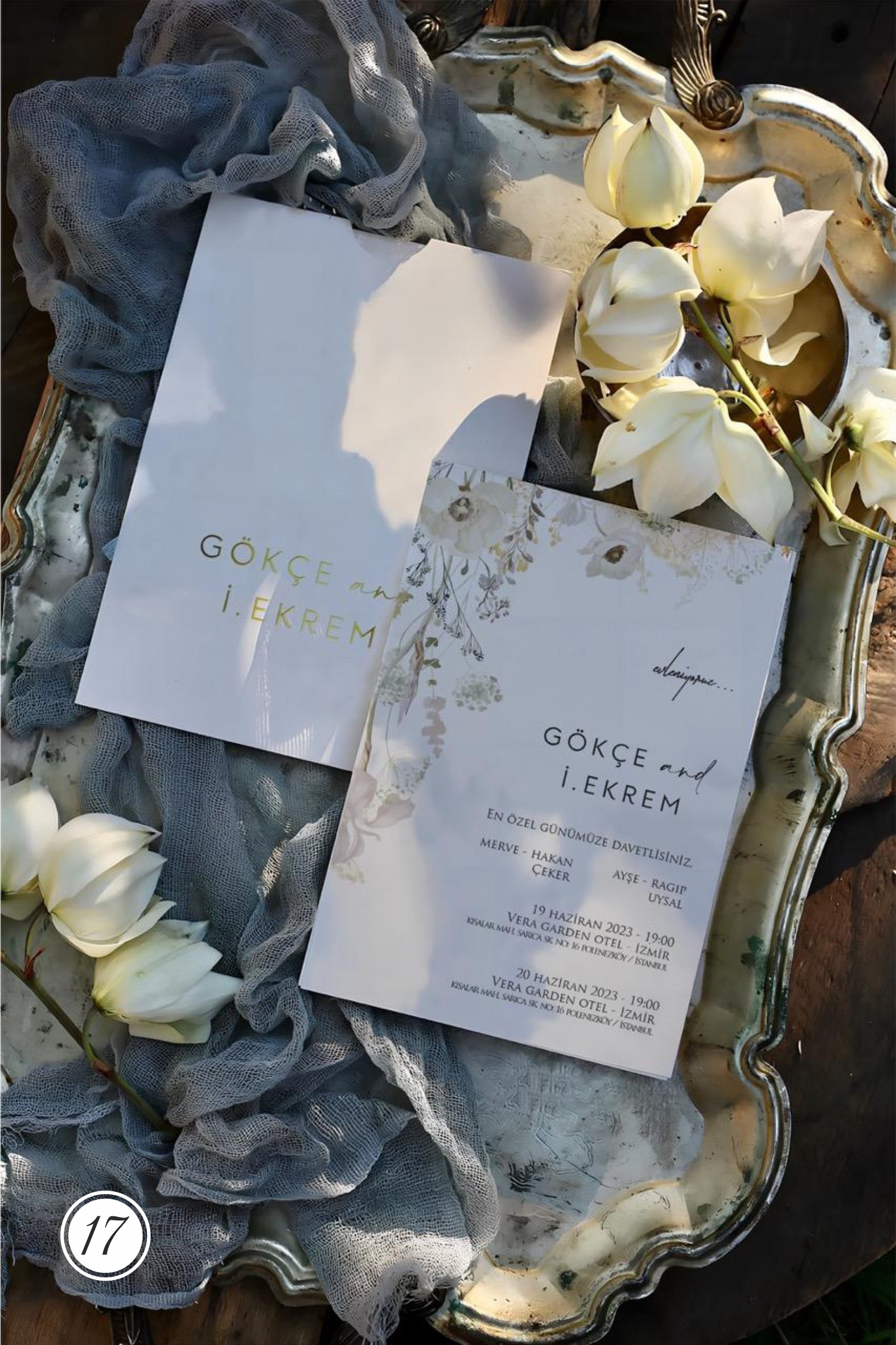 2344_Yaldızlı_Davetiye-1 Dikdörtgen Çiçekli Davetiye - Görsel 1