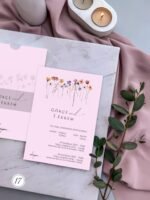 Dikdörtgen Çiçekli Davetiye - Görsel 2