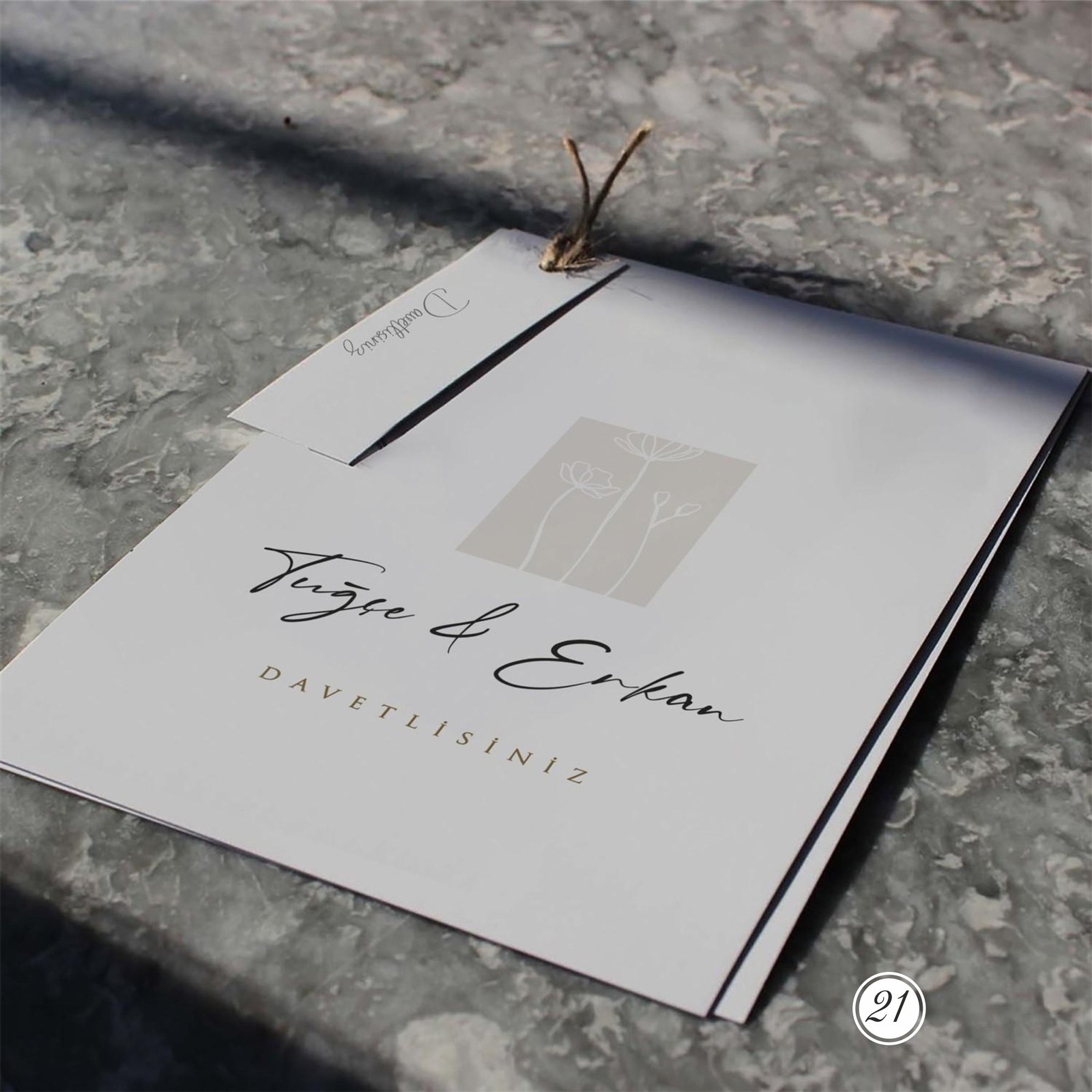 2594_Kampanyalı_Davetiye-1 İplikli İkili Dikdörtgen Davetiye - Görsel 1