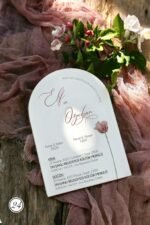 Oval Kesim Çiçekli Davetiye