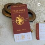 Dikdörtgen Bordo Pasaportlu Davetiye