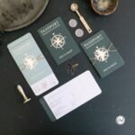 Dikdörtgen Su Yeşili Pasaportlu Davetiye