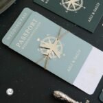 Dikdörtgen Su Yeşili Pasaportlu Davetiye - Görsel 5