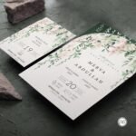 Oval Kesim Çiçekli Davetiye