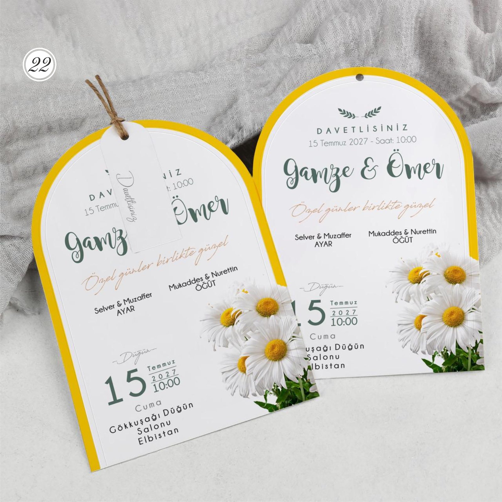 2860_Oval_Davetiye-1 İplikli Oval Kesim Çiçekli Davetiye - Görsel 1