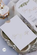 Oval Kesim Çiçekli Davetiye - Görsel 2