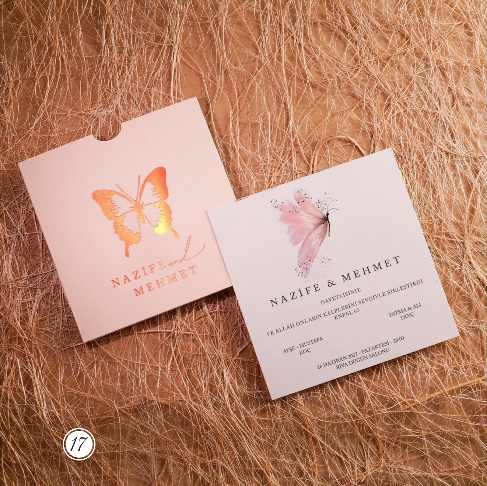 2873_Yaldızlı_Davetiye-1 Kare Kelebekli Davetiye - Görsel 1