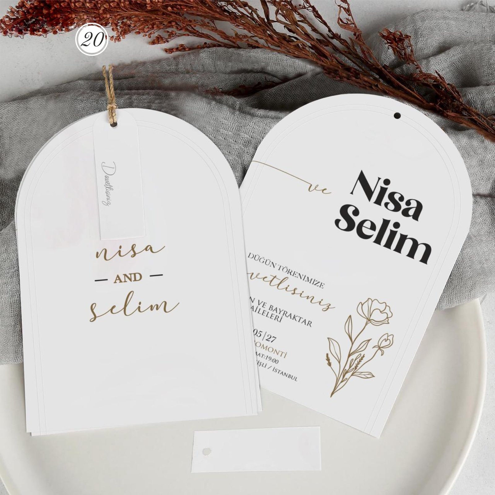 2897_Oval_İkili_Davetiye-1 İplikli Oval Kesim Davetiye - Görsel 1