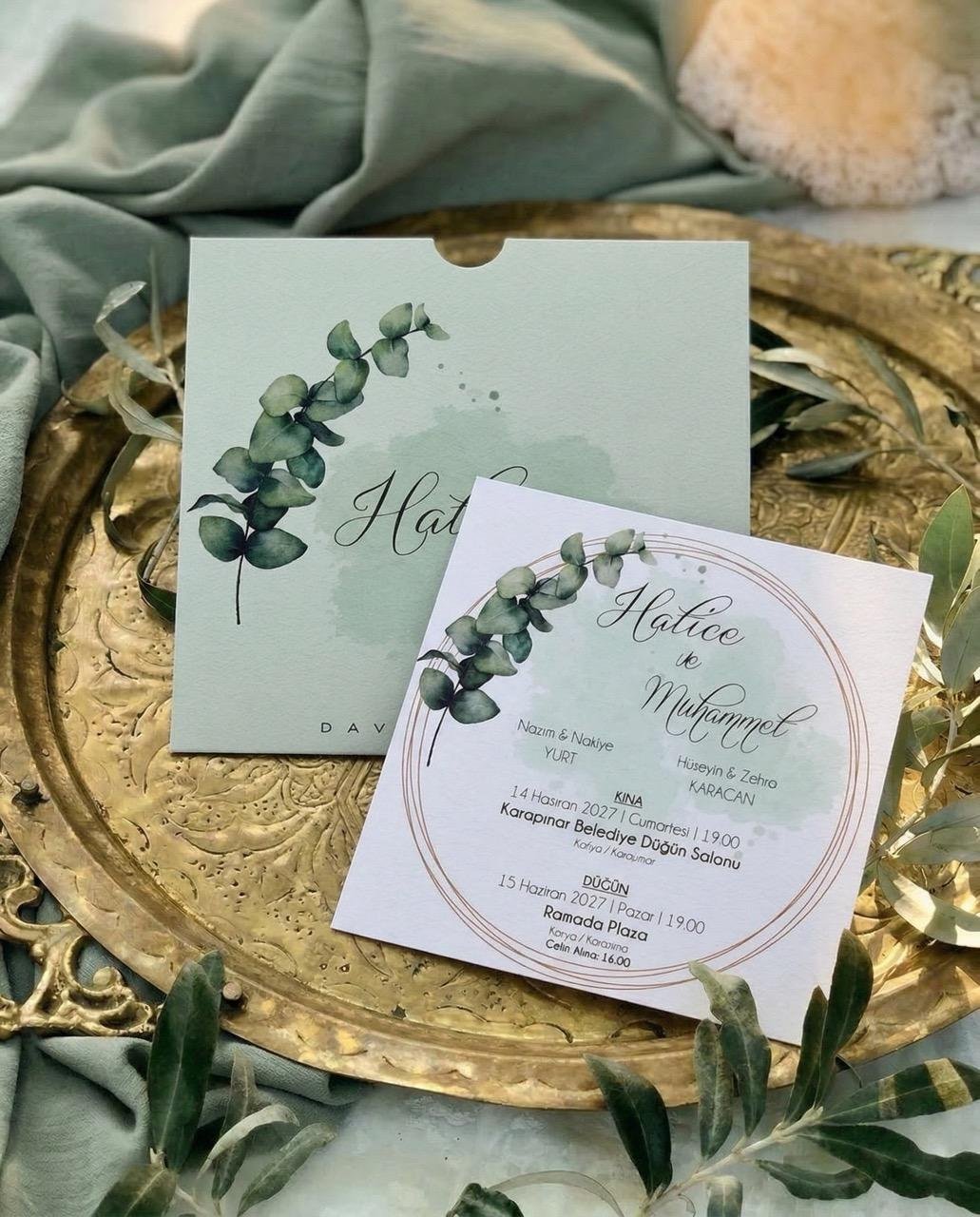 2961 Kare Çiçekli Davetiye 1 Kare Çiçekli Davetiye - Görsel 1