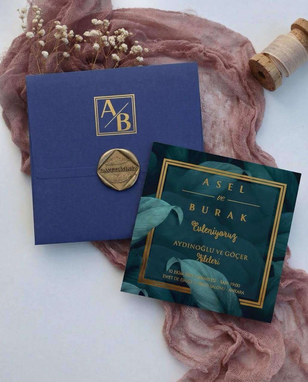 2980 Kare Mühürlü Davetiye Kare Mühürlü Davetiye - Görsel 1