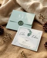 Kare Mühürlü Çiçekli Davetiye