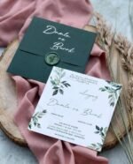 Kare Mühürlü Çiçekli Davetiye