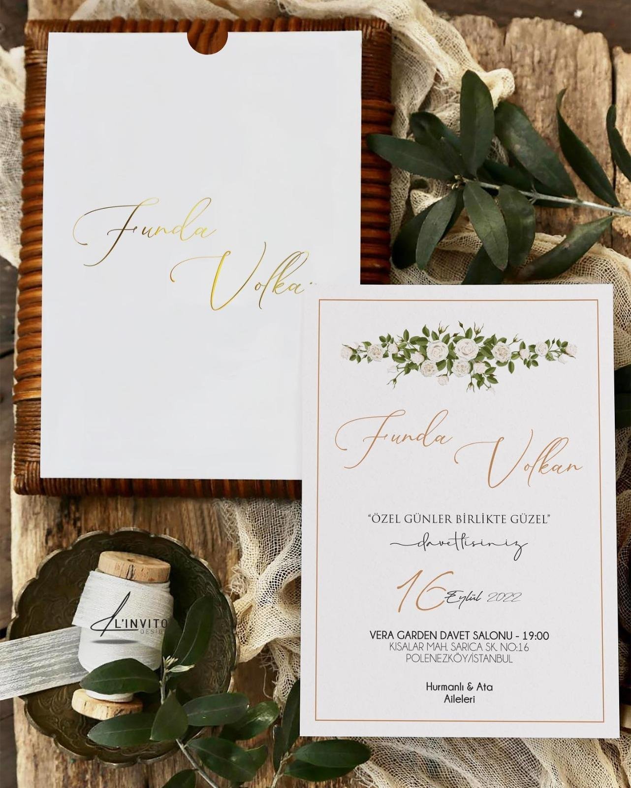 3002 Dikdörtgen Çiçekli Davetiye Dikdörtgen Çiçekli Davetiye - Görsel 1